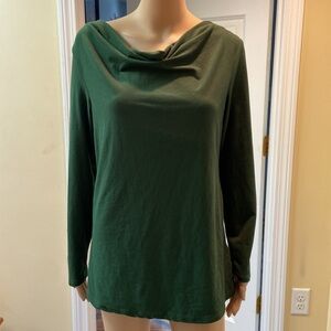 Soft, green, long sleeve, Cowell neck shirt, size small
